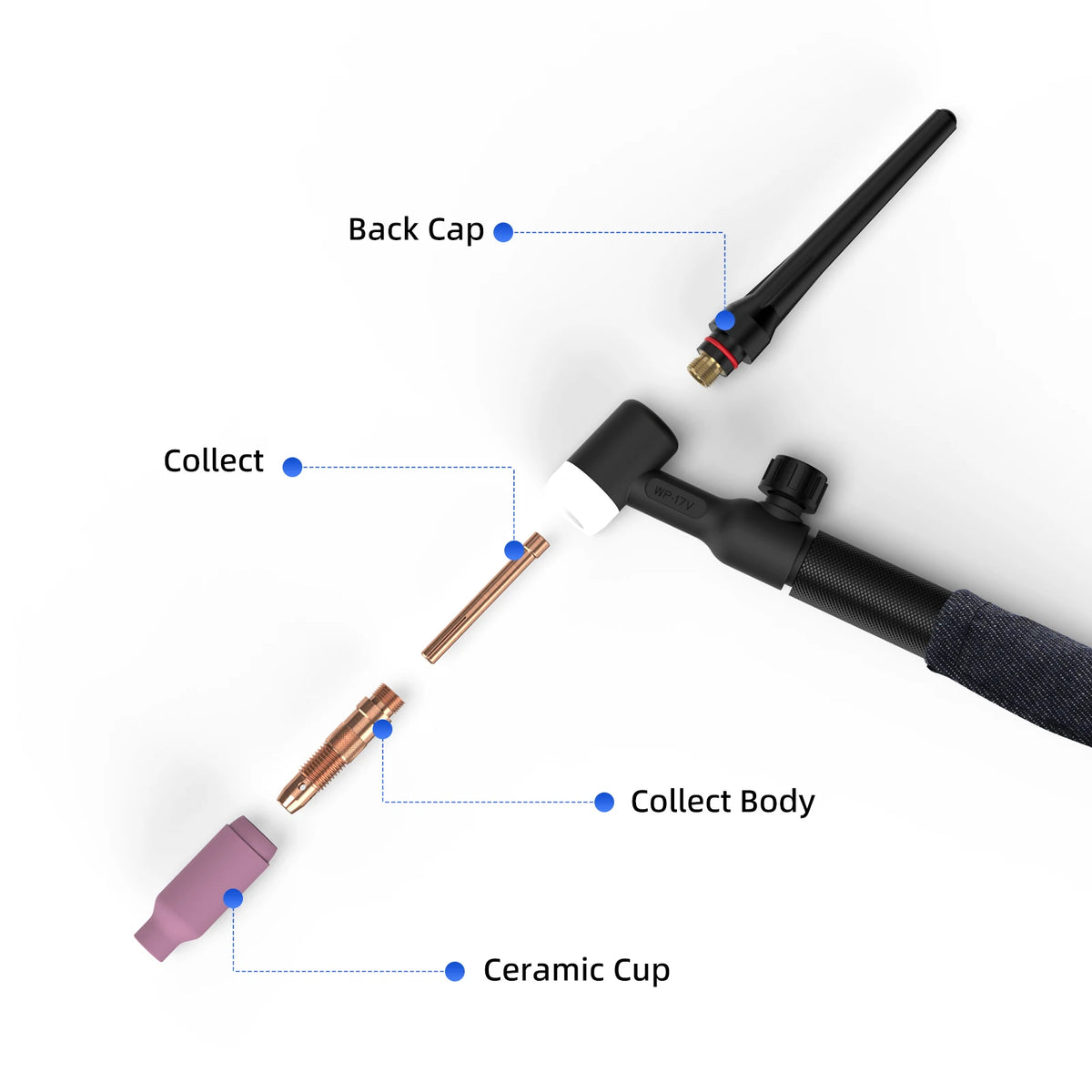 Viladepot TIG Welding Torch WP17V Argon Lift TIG Burner With 10-25mm² Quick Connector 3M Cable For Welding Equipment