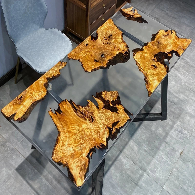 Stunning Epoxy Resin Live Edge Wood Table, Unique Handmade Art Piece for Dining Room, Office, Natural Wood and Resin ,Customized