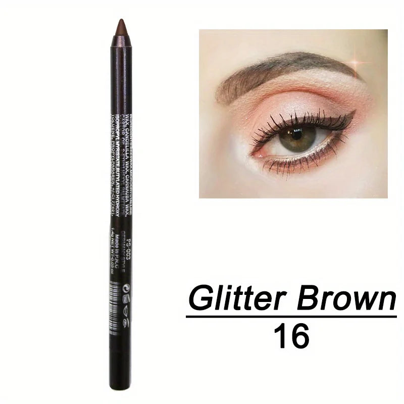1pcs Waterproof Eyeliner Set with Glitter Effect, Includes Eye Shadow & Highlighter Pens, Colorful Makeup Kit for Stunning Looks