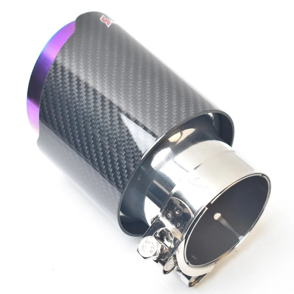 Purple Brunt Universal Car Stainless Steel Muffler Tip End Pipe Twill Glossy Fiber Carbon Accessory