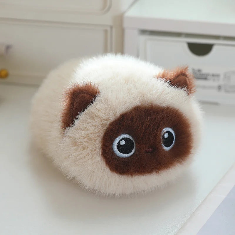 20cm Cute Cat Plush Toy Black Cat Siamese Kitten Calico Cat Plush Doll Decompression Round Cat Stuffed Toy Kid Birthyday Gift