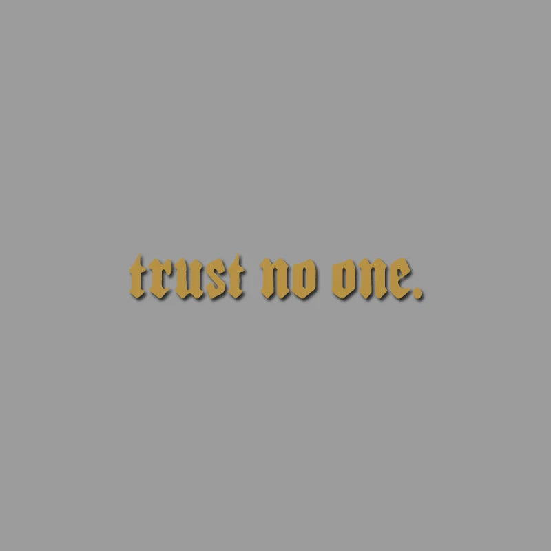 Edgy Trust No One Gothic Vinyl Car Sticker, Durable Weatherproof Quote Decal for Car Window, Fuel Tank, Door, Dark Auto Decor