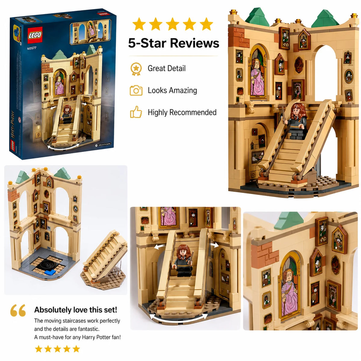 LEGO Harry Potter Hogwarts Grand Staircase 40577 Building Blocks Kit Toys Set Birthday Christmas New Year Gift