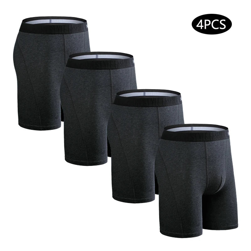 4pcs Long Boxers for Men Underwear Plus Size Men's Panties Sexy Long Leg Underpants Cotton Mens Boxer Shorts Fashion Male Trunk