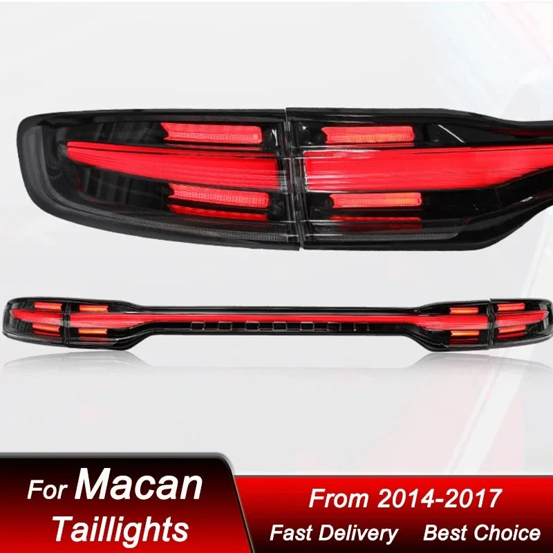 Hot styling Car through Tail Lights For Porsche Macan 14-17 new style full LED DRL tail lamp Dynamic Turn Signal Light Assembly