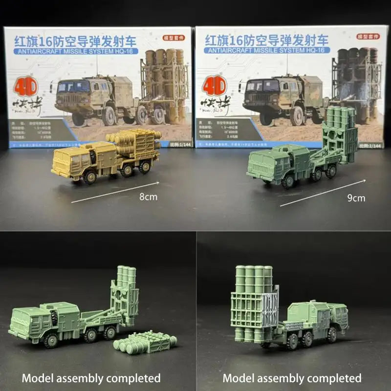 【New】1/144 China HQ-16 Air Defense Missile Launcher 4D Assembled Chariot Simulation Model Sand Table Toy No Glue Required