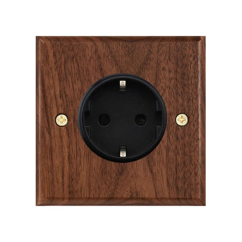 Black walnut wood retro British light switch socket, bedside wall lamp switch LED dimmer, pure wood brass toggle switch board