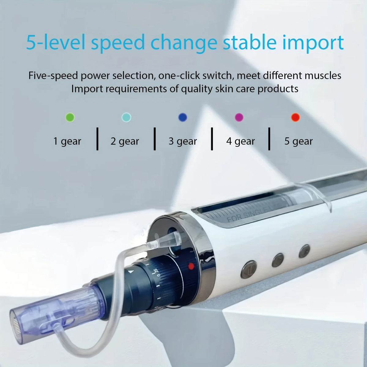 New Adjustable 5-Level Electric Derma Pen with 2 Round Nano Cartridges Adjustable MicroNeedling&Liquid Output Facial Beauty Care
