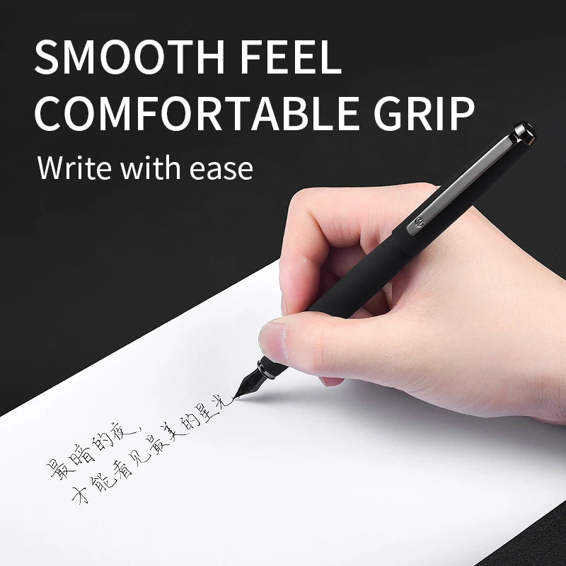LT Hongdian 517D Black Warrior Fountain Pen with Black Titanium Nib Custom Engraving for Office And Student Use