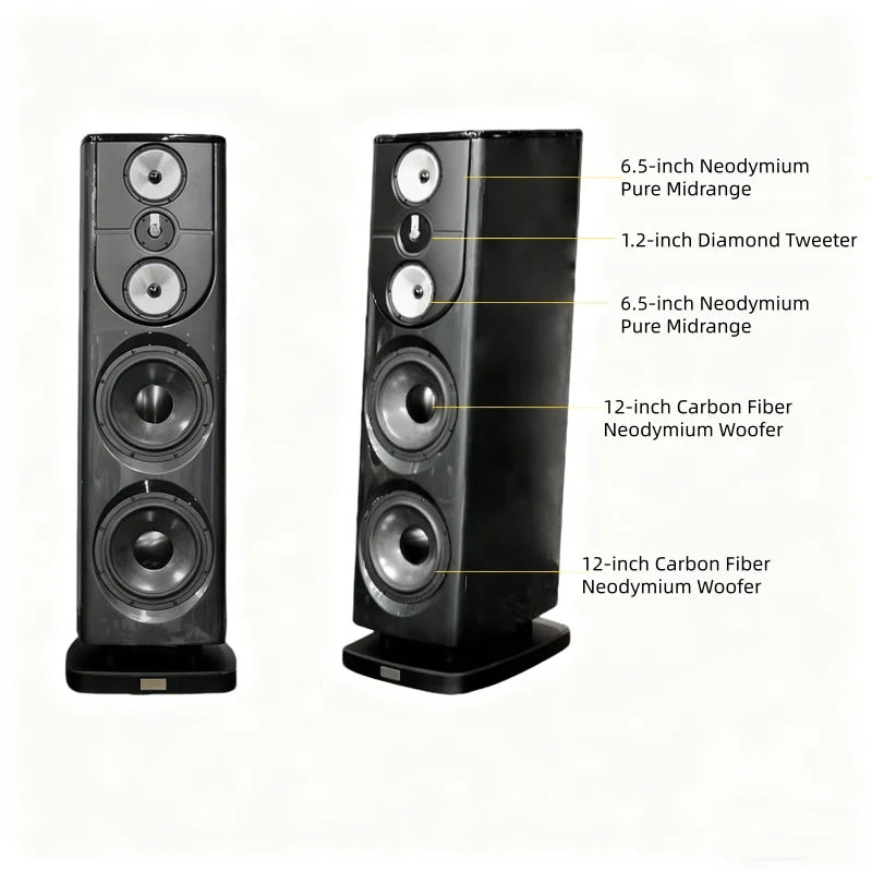 SBH-015 K12 Audiophile 4-Way Tower Speakers High Fidelity Passive Floor Standing System for Home Theater Music Playback