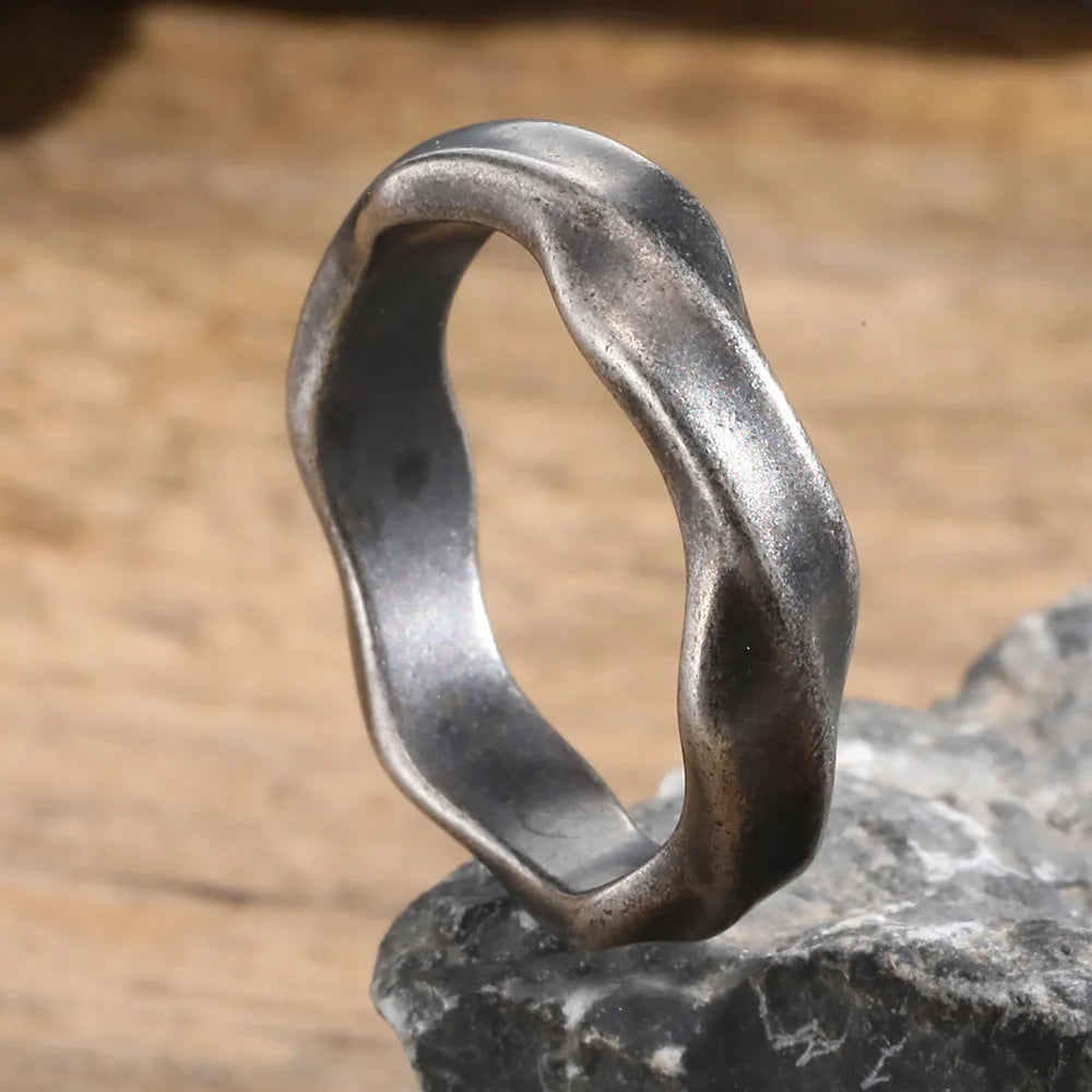 Vnox 2026 New Mobius Ring for Men, Oxidized Twisted Stainless Steel Finger Band,Retro Endless Love Anniversary Gift for Him