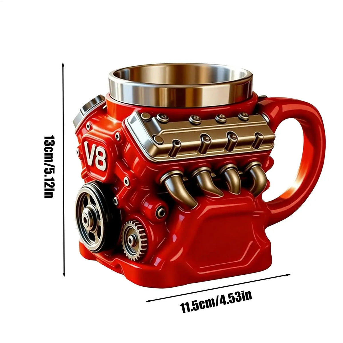 V8 Engine Shape Insulation Water Mug Coffee Travel Mug Mechanical Cup Stainless Steel Engine Travel Mugs For Men Car Enthusiast