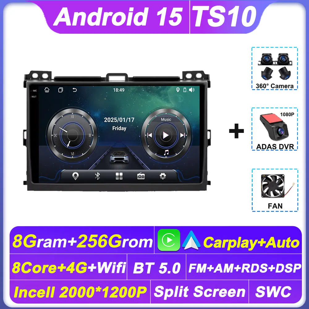 2 Din Android Autoraido For Toyota Land Cruiser Prado 120 3 III For Lexus GX470 GX 470 J120 2002 - 2009 Car Radio Touch Screen