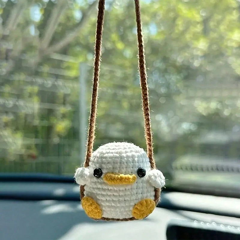 Cute Duck & Frog Car Hanging Ornament, Rearview Mirror Pendant, Kawaii Interior Decoration Gift, Fits Most Vehicles