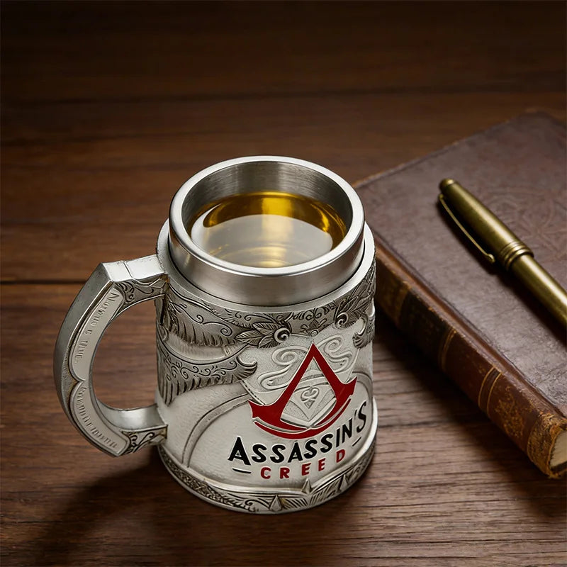 Assassin's Creed Large Capacity Beer Mug Game-Themed Stainless Steel Resin Drinkware Creative Collectible Gift for Fans