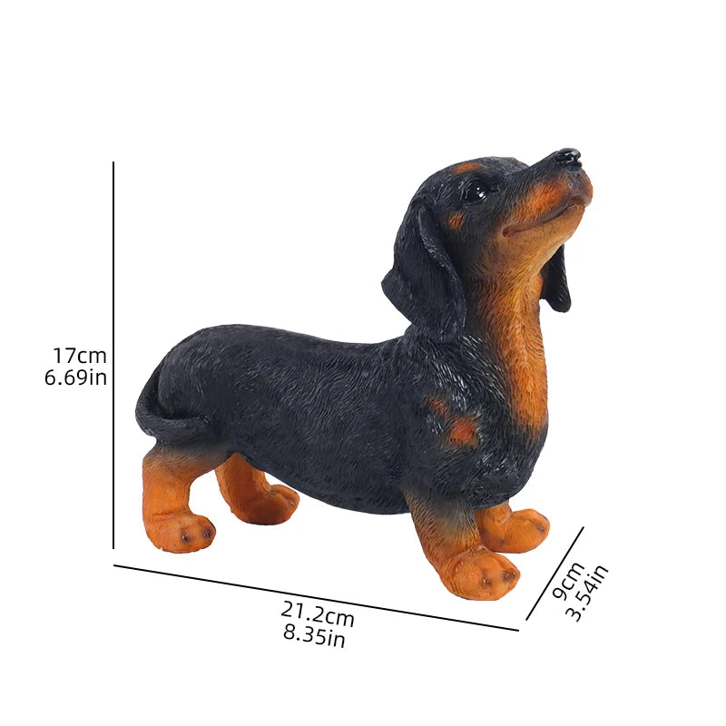 Realistic Resin Dachshund Figurine Lifelike Puppy Animal Sculpture Suitable for Outdoor Gardens Home Decor Pet Lovers