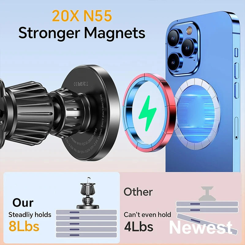 UYUXIO Dashboard Magnetic Wireless Car Phone Charger Adapter 15W Windshield Car Phone Holder for iPhone 16 15 14 Pro Max 12