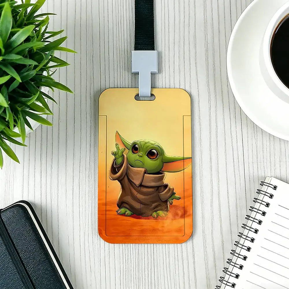 Cartoon Star Wars War Yoda Card Holder Employee Card Cover Lanyard Work Business ID Badge Holder Name Tag Cards Case