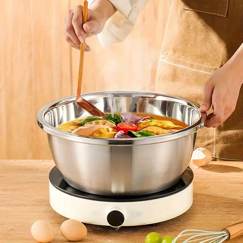 2pcs Stainless Steel Colander Mixing Bowl Set Rice Washer Strainer Filter Home Kitchen Accessories Supplies Tools