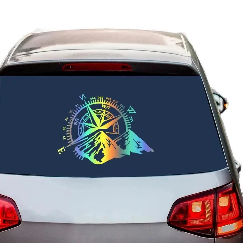 Vinyl Decal Mountain Compass Car Stickers Waterproof Auto Decor for Niva SUV 4X4 Off Road Rear Window 20cm*16.7cm