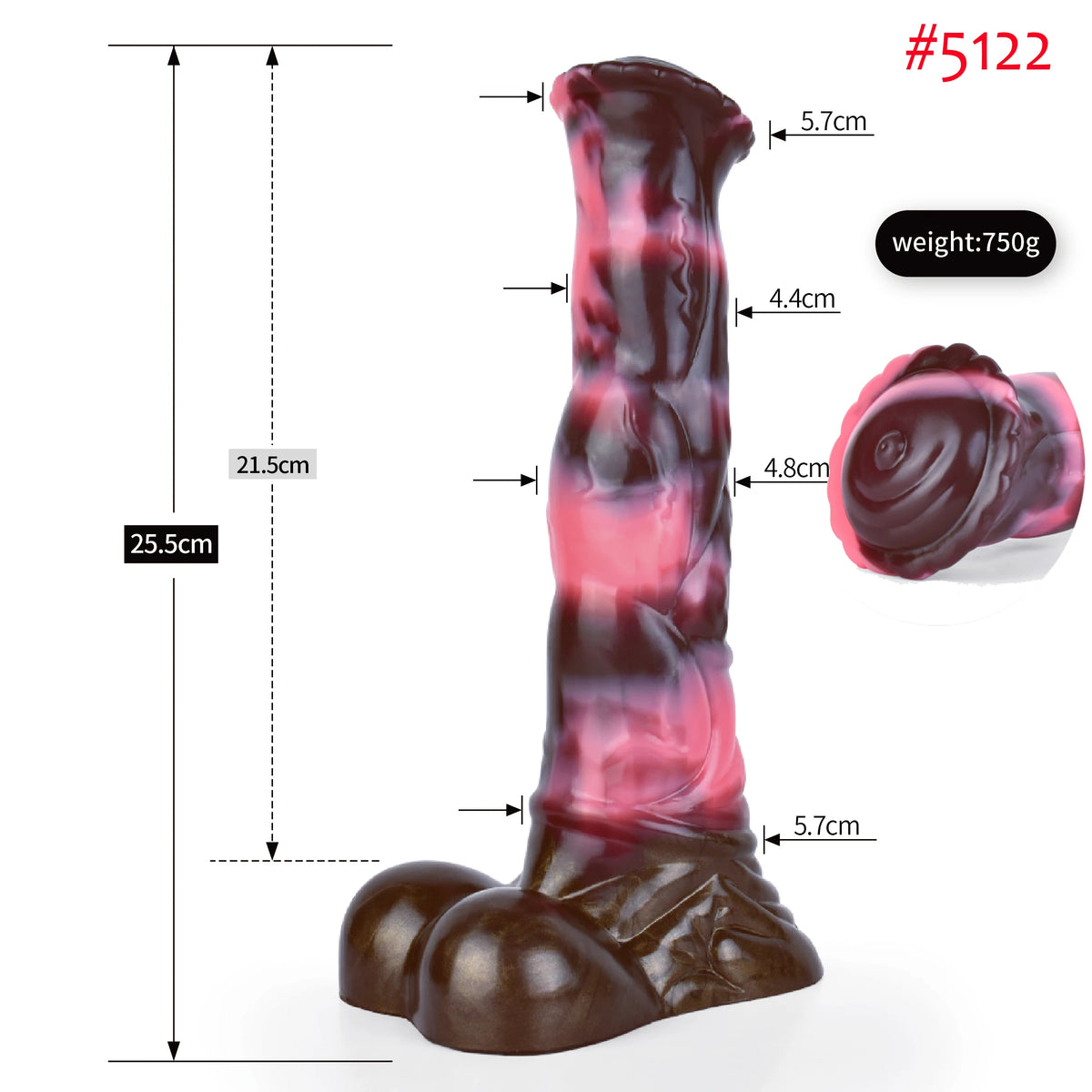 FAAK Colorful Silicone Ribbed Fantasy Horse Knot Dildo with Suction Cup Anal Sex Toys Soft Girthy Huge Fake Penis for Women