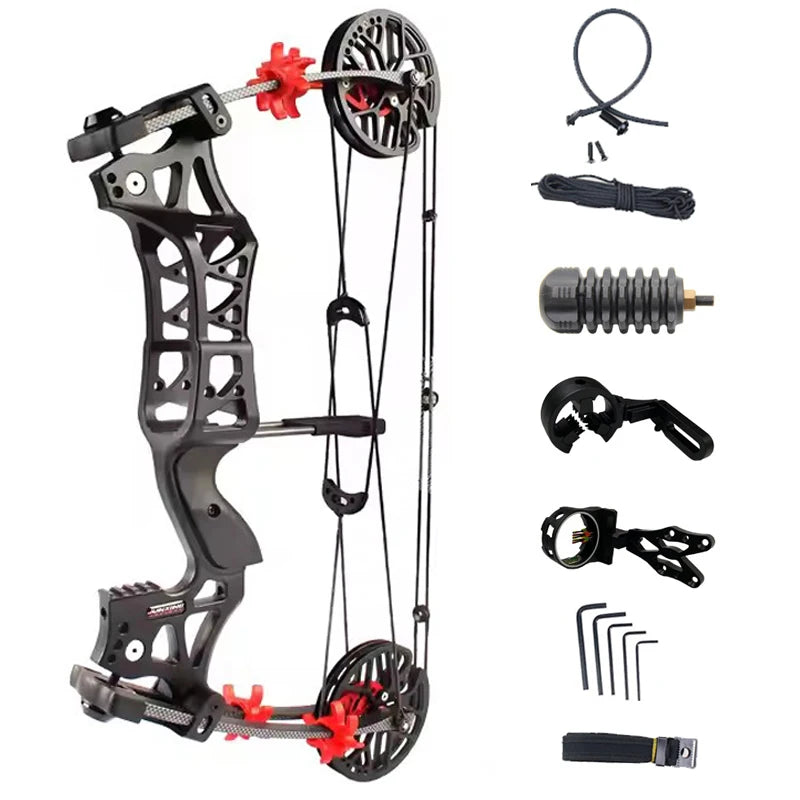 Compound Bow Kit M109E Steel Ball Compound Bow 30-60lbs 25.5-28.5Draw Length Adult Compound Bow Left and Right Hands Shooting Hu