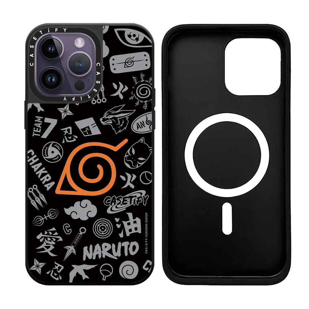 Naruto Anime MagSafe Phone Case for iPhone 15 14 13 12 Promax Mirror Shockproof Fashions Silicone Protective Cover Magnet Case