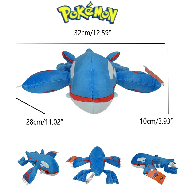 Kyogre Pokemon Shiny Kyogre Plush Toy Ancient Pokémon Kawaii Whale Soft Stuffed Animal Doll Christmas Gifts for Kids