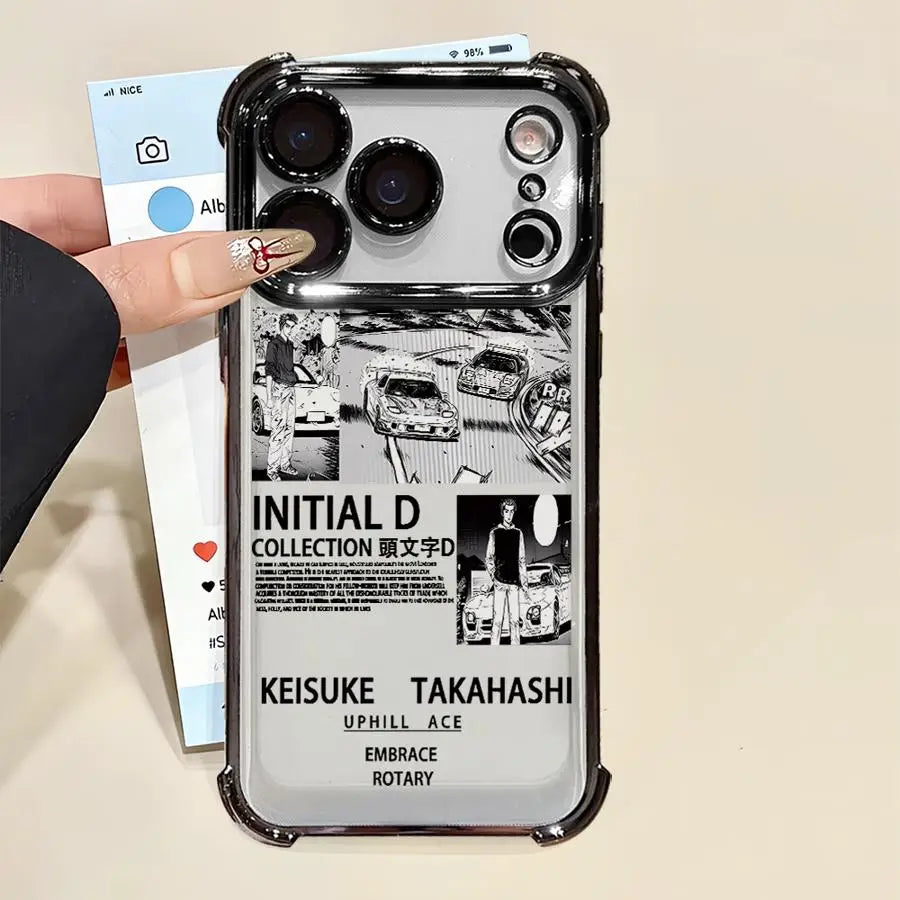Initial D Car Anime Phone Case for iPhone 16e 17 Air 16 15 14 Plus 13 12 11 Pro Max Clear Cover