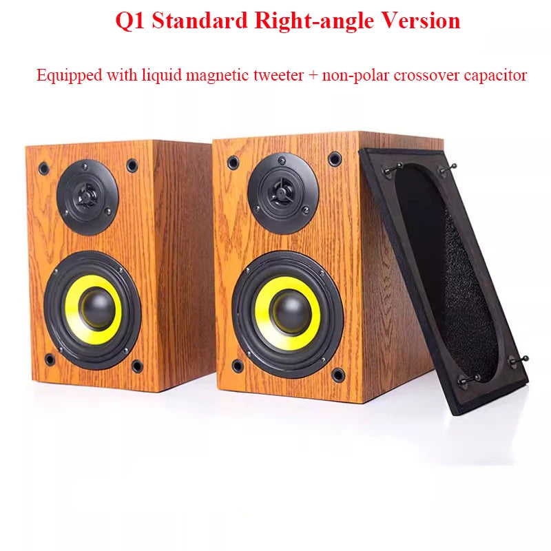 4-inch HIFI Passive Speaker with 60W*2 Output Power 3-inch Silk Dome Tweeter 2-way Stereo Home Stereo Wooden Bookshelf Speaker