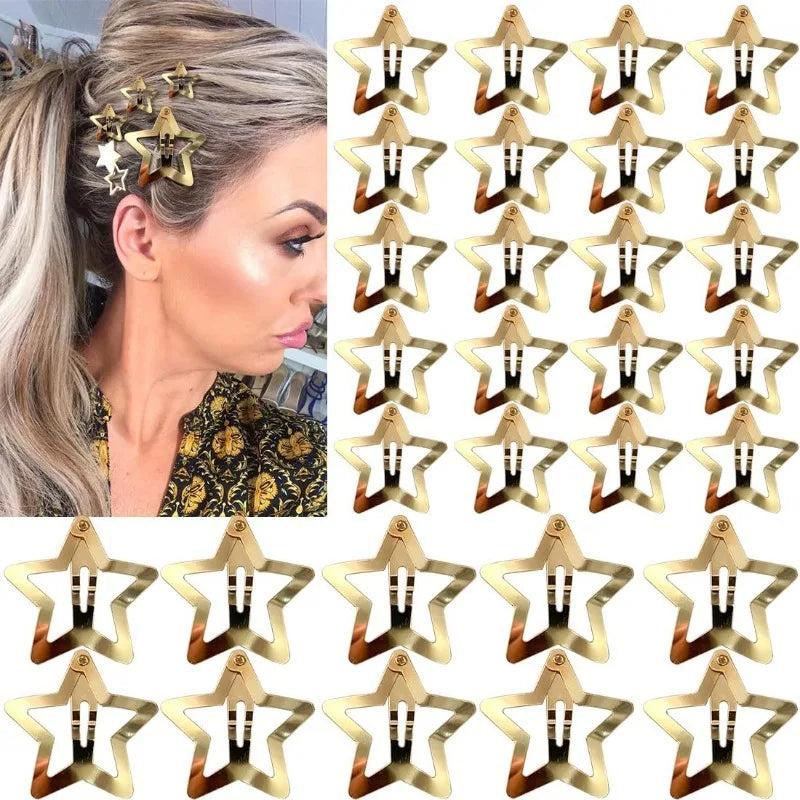 Y2K Star Bobby Pin Set (10/20/50PCS) Daily Versatile Party Design Simple and Exquisite, Securely Worn Without Damaging Hair