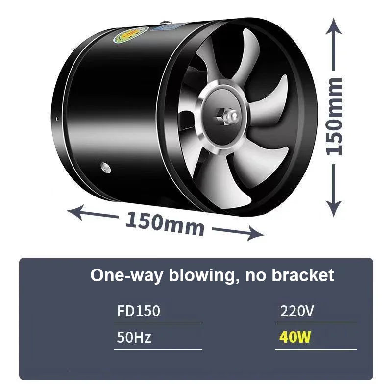 4''6''8'' Pipe Exhaust Fan Air Ventilator Metal Pipe Ventilation Exhaust Fan Mini Extractor Bathroom Toilet Wall Fan Duct Fan