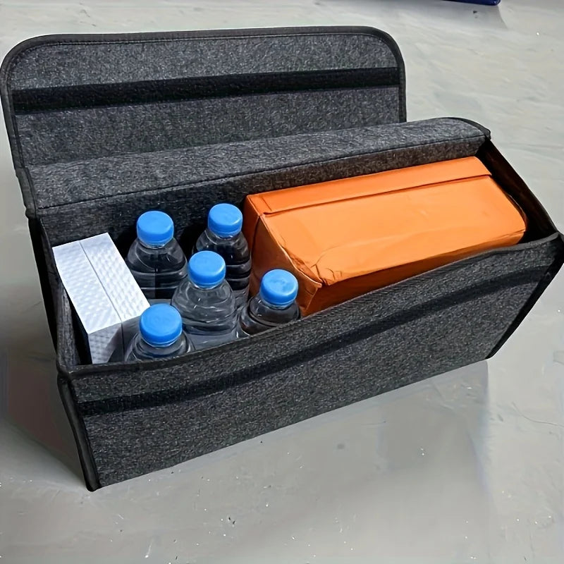 1-Pack Car Trunk Organizer: Foldable, Multi-Compartment with Ergonomic Handle, for SUVs/Sedans/Trucks, Durable Fabric