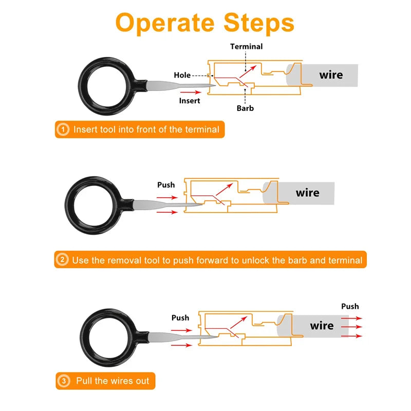 New 100Pcs Car Terminal Removal Repair Tools Electrical Wiring Crimp Connector Pin Extractor Kit Keys Automotive Plug Pullers