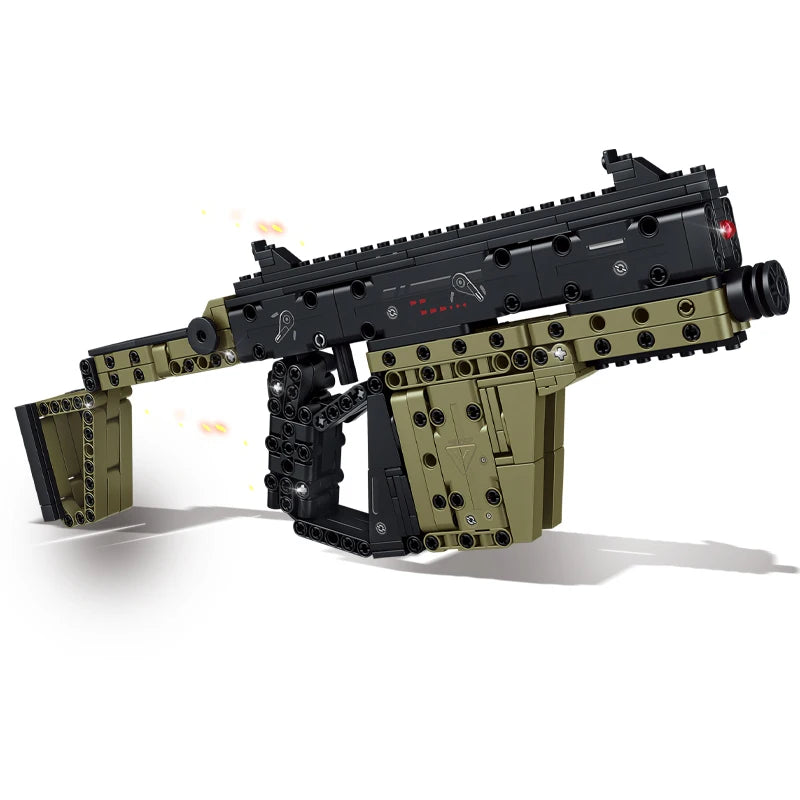 2026 New Vector Submachine Gun Military Equipment Building Block Gun - Educational Toy Gun with Folding Stock
