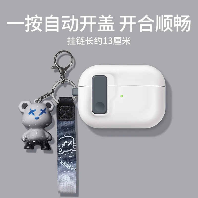 Protective Case For Airpods 4 Cover Luxury Earphone Cover Case For Apple Airpodspro 2 3 1/2 Air Pods Pro Shockproof With Hook