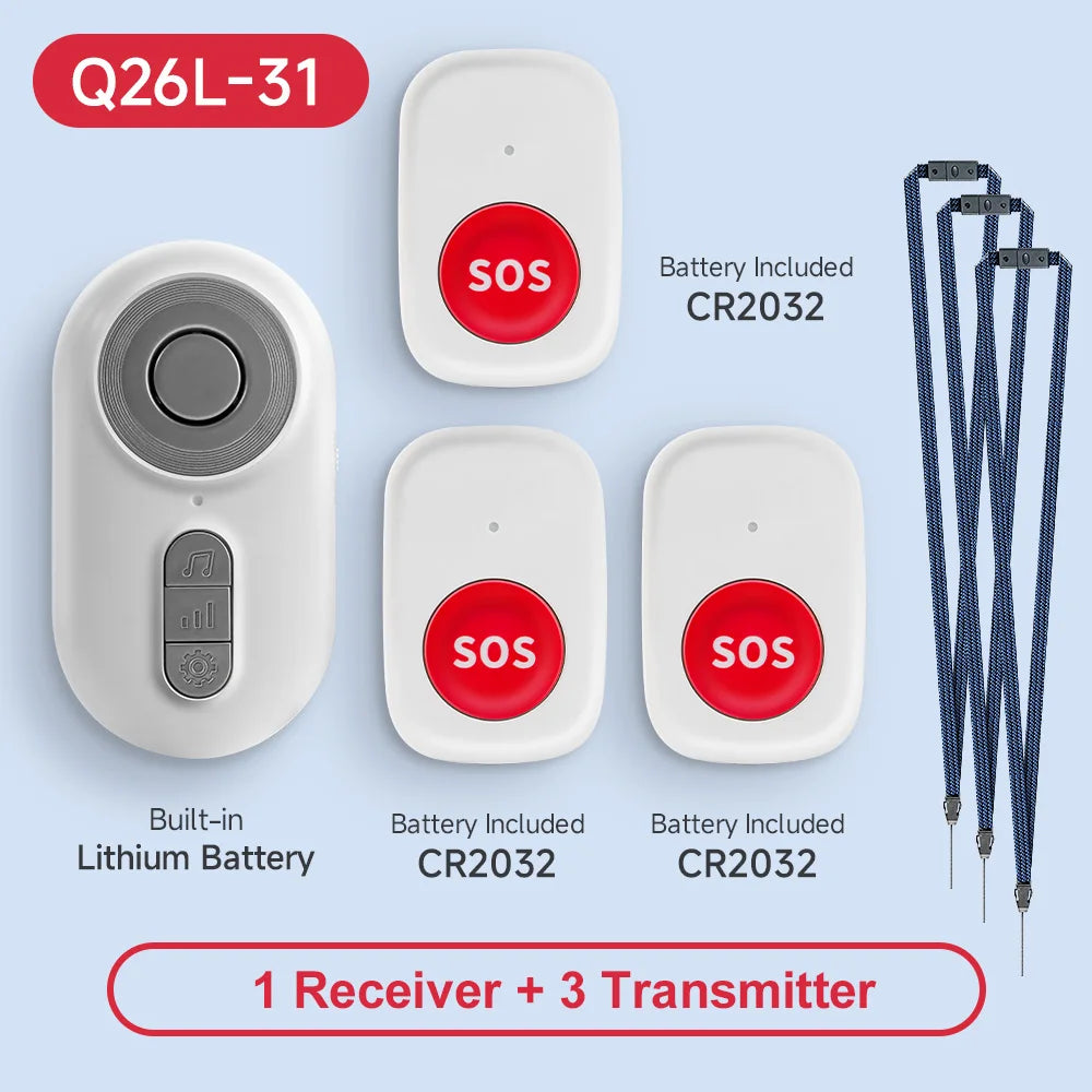 Caregiver Pager Wireless Nurse Call Buttons for Elderly Monitoring SOS Alert System Portable Alarm Call Bell for Nursing Home