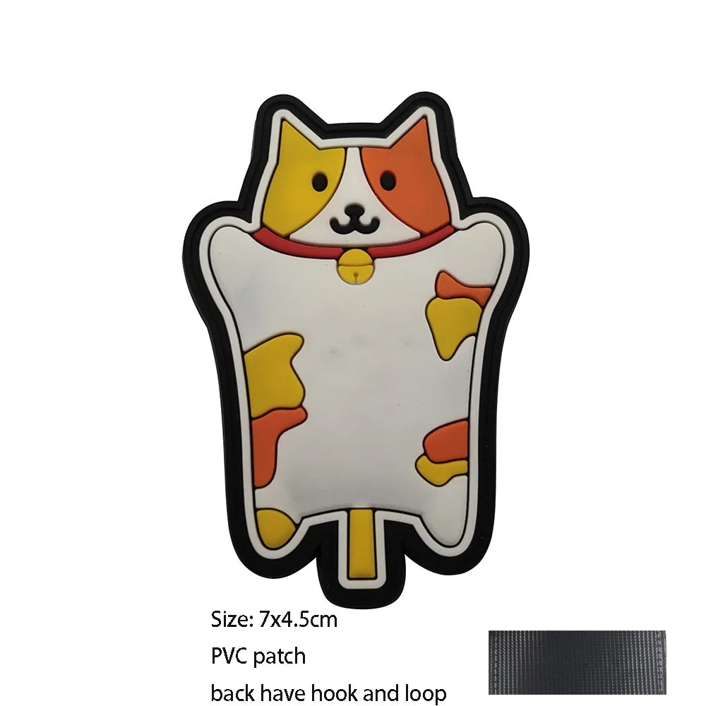 New Outdoor Bag Accessories: Satirical Cat Badge Graffiti Cat 3D PVC Magic DIY Bag Stickers Backpack Hook and Loop Patch