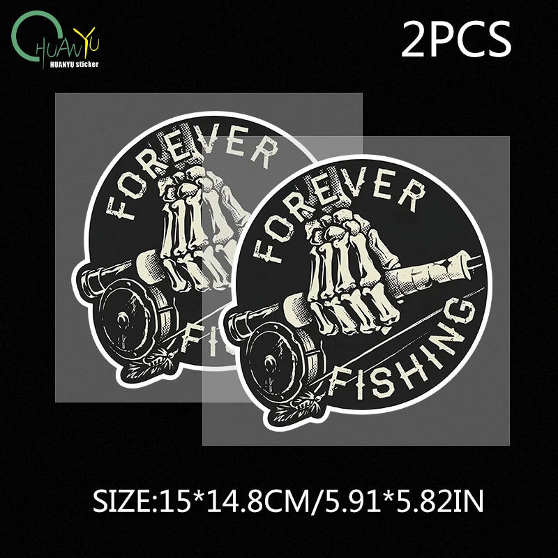 Forever Fishing Reel Sticker for Tackle Box Toolbox NEVER Tire of Fishing Decal JDM Funny Car Stickers Waterproof