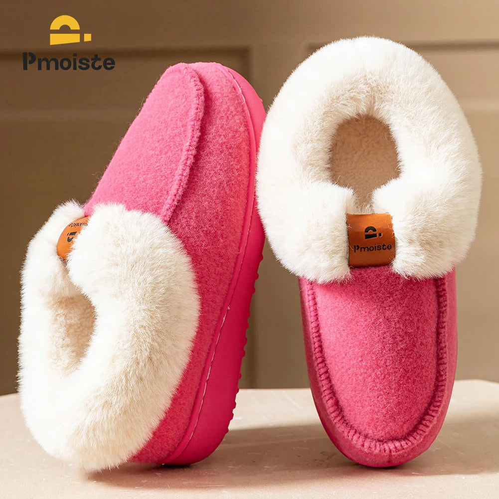 Platform Slippers Women Wedge Memory Foam TPR Non Slip Sole Warm Fuzzy Winter Durable Bedroom Shoes Cozy Comfort