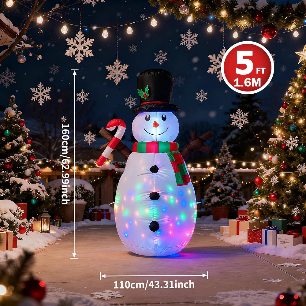 Christmas Inflatable Decorations - Branch Snowman, Santa Claus, Gingerbread Man, Gift Bag Snowman LED Light Lawn Decorations