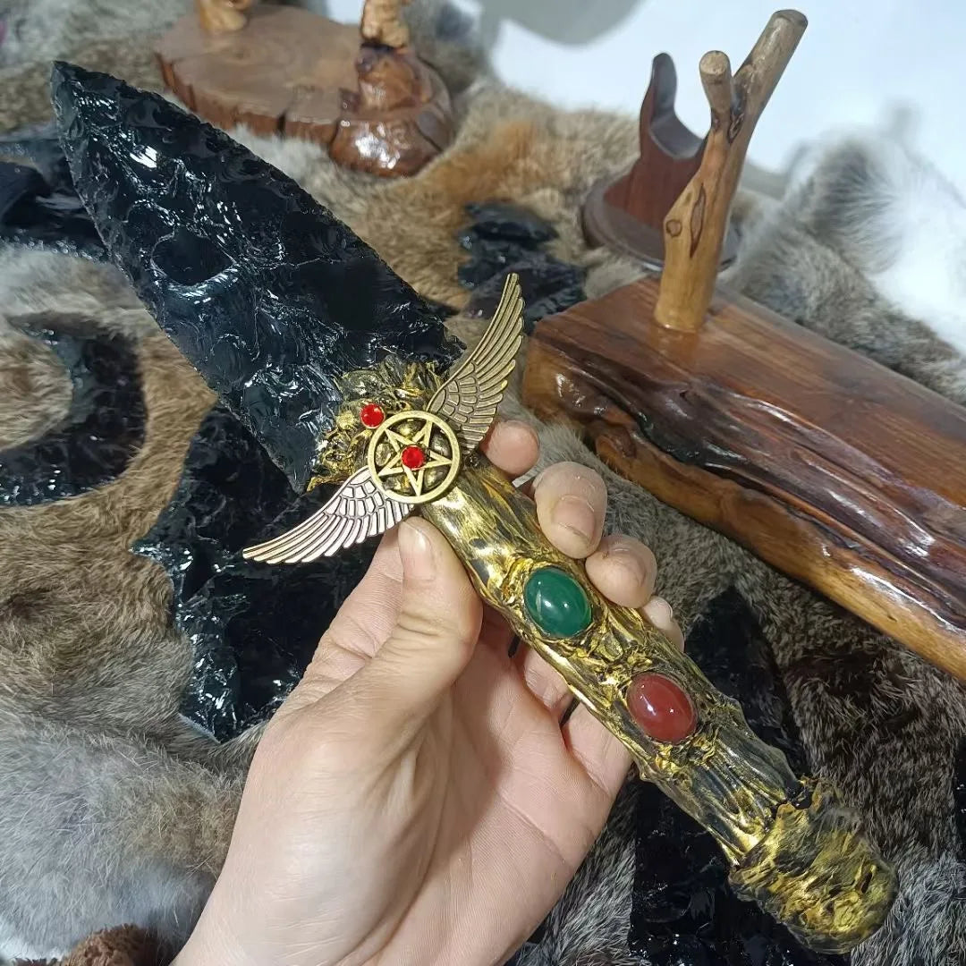 Hand Made Natural Black Obsidian Semi Precious Healing Stones Chakra Crystal Witch Magic Wands Reiki Stick For Home Decoration