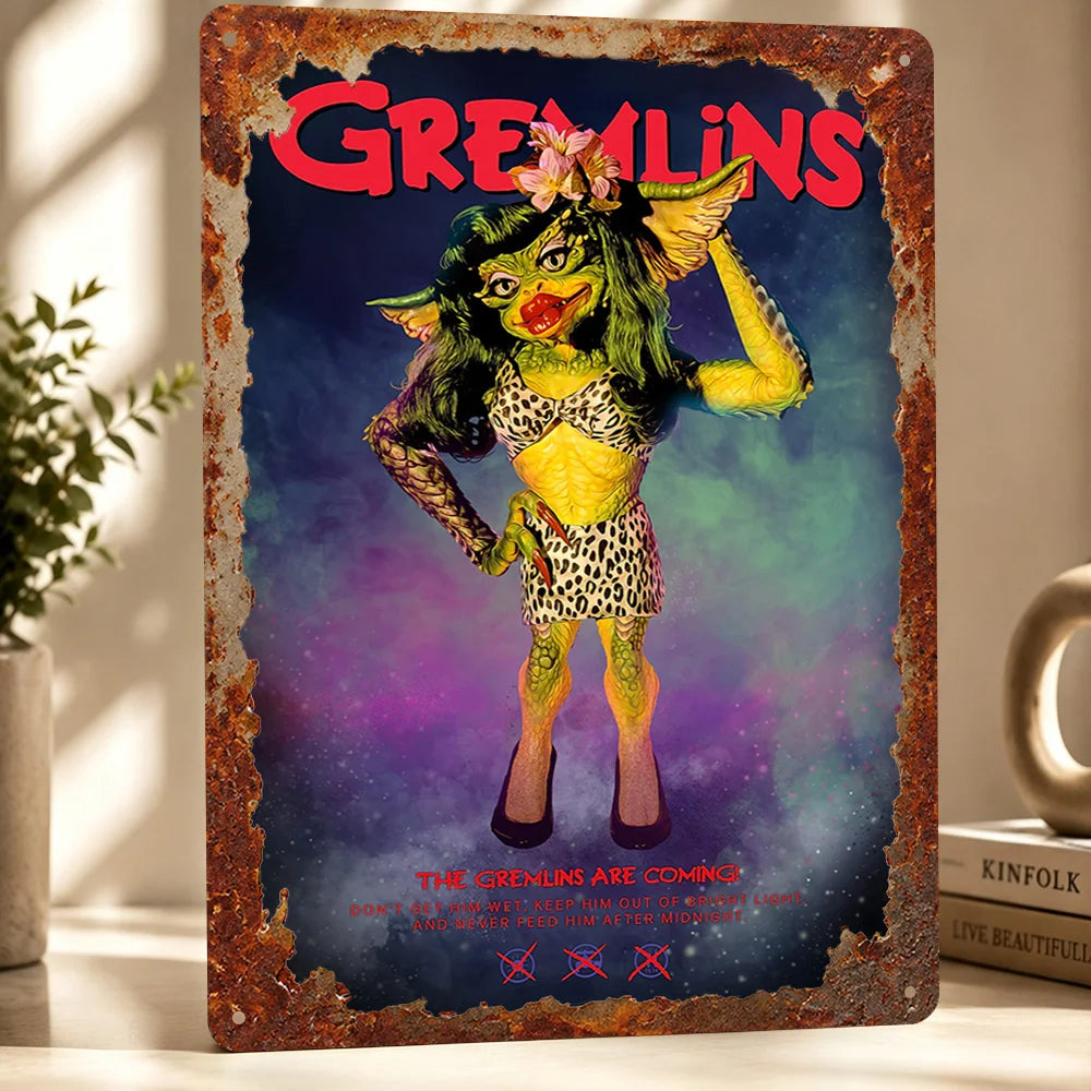 Gremlins Aluminum Posters Customized Metal Tin Sign Vintage Premium Dramatic Screen Scene Wall Art For Film Fans And Theaters
