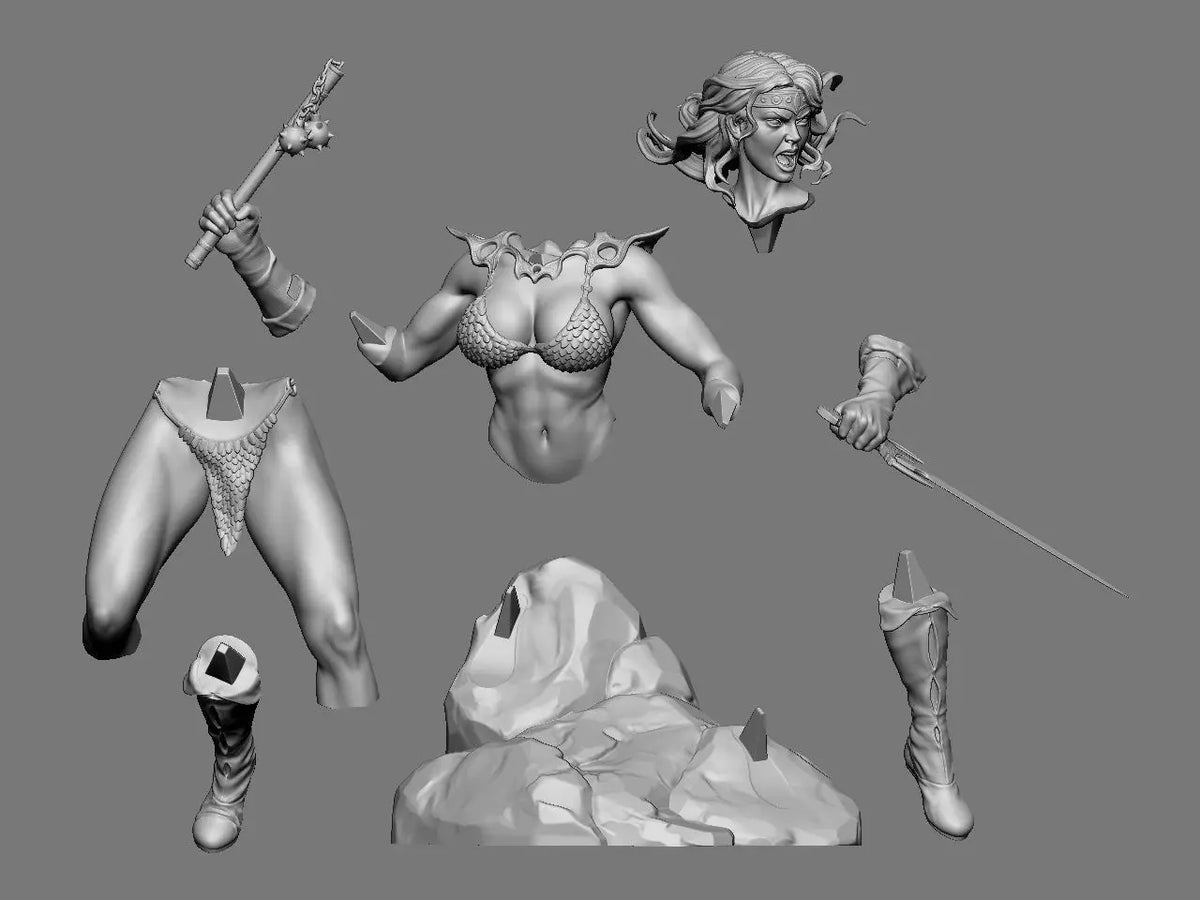 1/24 1/18 1/12 Red Sonja Unpainted Unassembled 3D Printing Model Garage Kits (Requires Painting and Assembly)