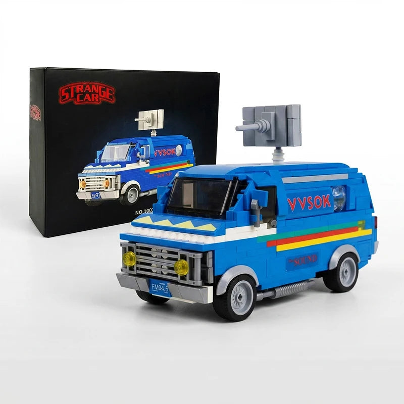 80s Retro Vehicle MOC Building Blocks Toys Car Strange Van Mystery Town Bricks Collectible Gift for Adult Fans Upside Down World
