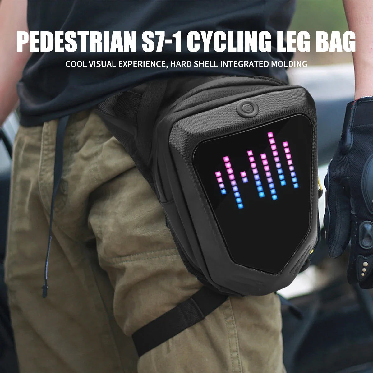 Smart LED Screen Riding Leg Bag Motorcycle Locomotive Multifunctional Waterproof Gaiters Crossbody Storage Travel Hiking Bag