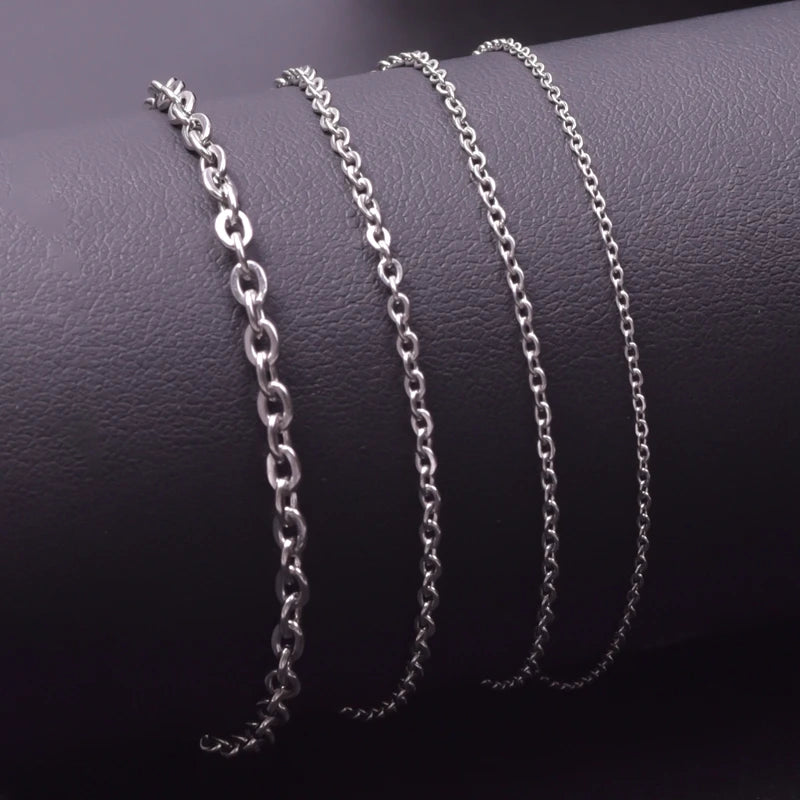 Width 1.2/1.5/2/2.5/3mm Stainless Steel Rolo Chain Cross Necklaces For Women Men Accessories Simple Jewelry On The Neck Necklace