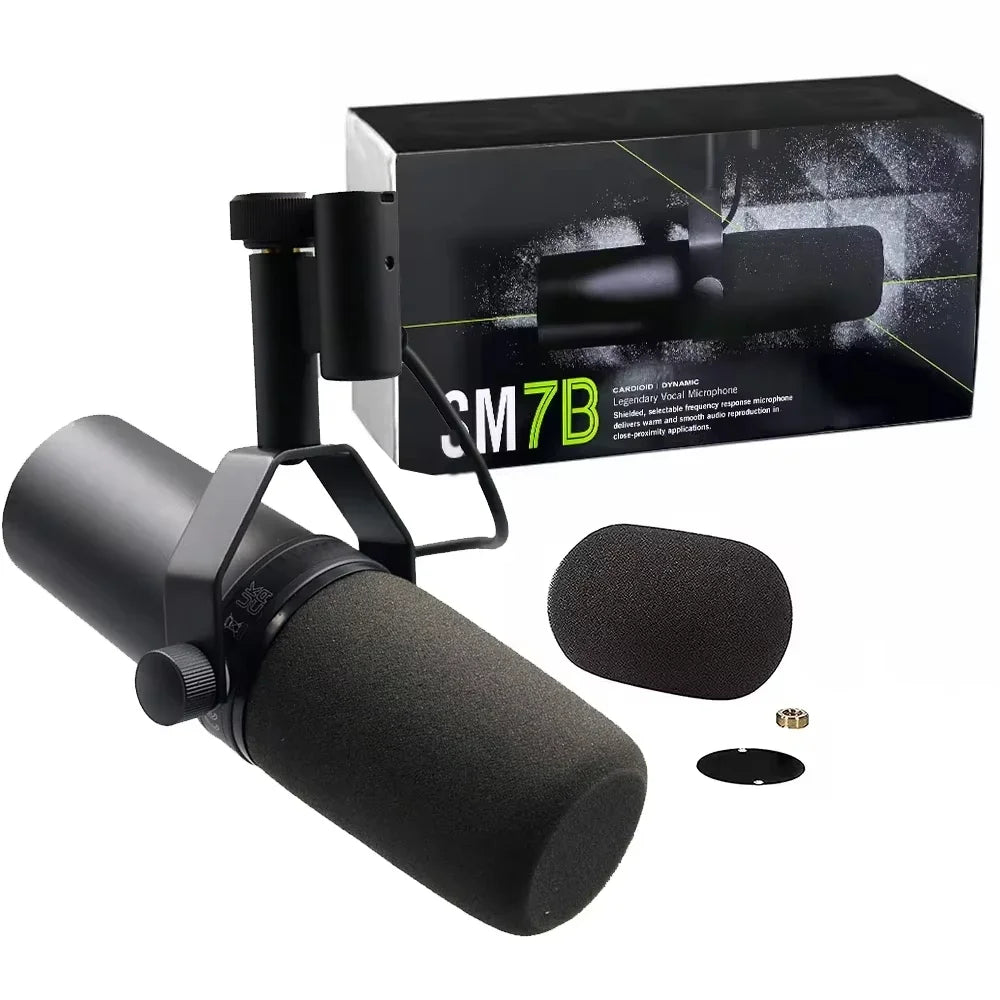 SM7B Style Dynamic Microphone XLR Broadcast Mic for Podcast Streaming Voice Over Studio Recording Home Studio Live Performance