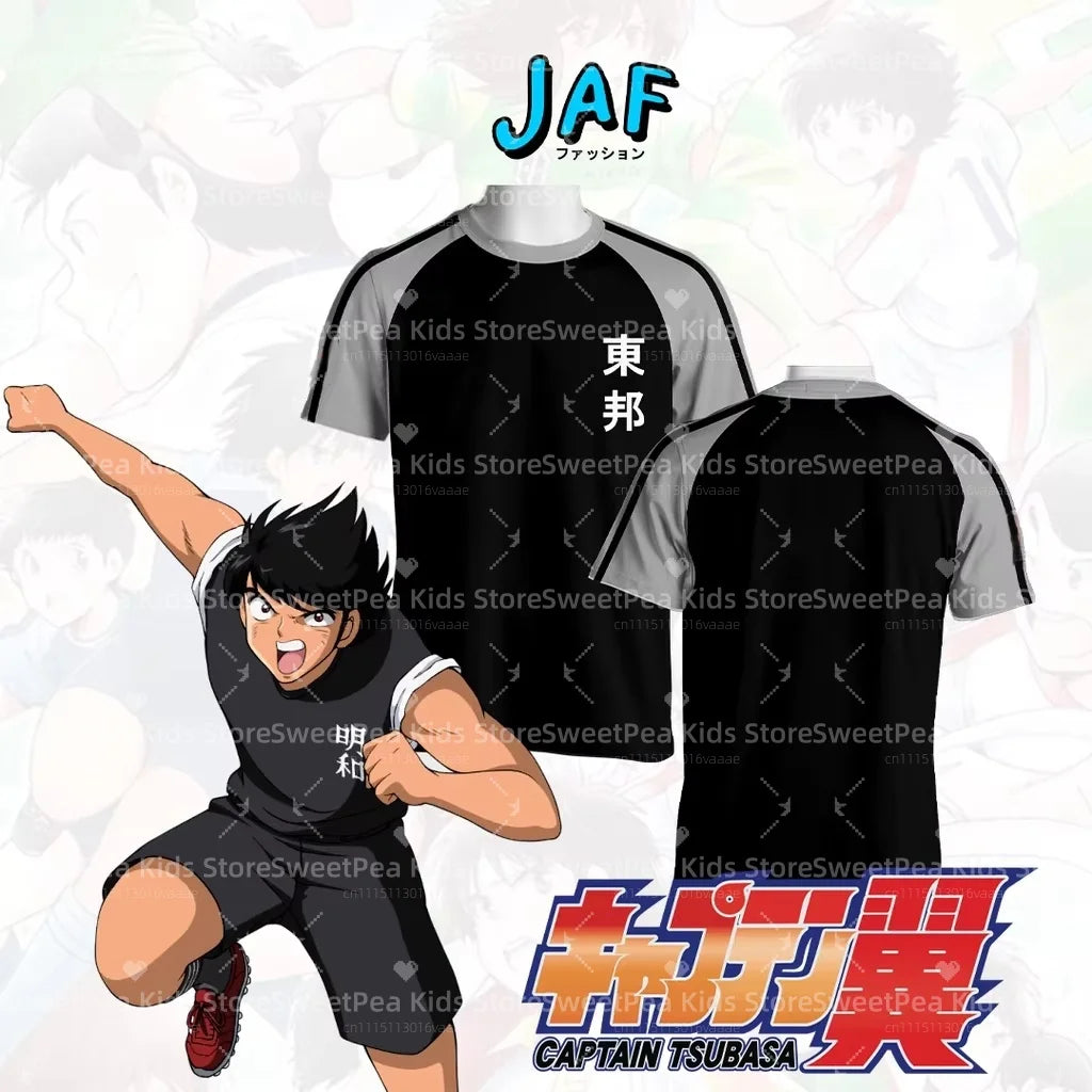 New Anime Captain Tsubasa Soccer Kit Kids Adult Nankatsu Tsubasa Toho Hyuga Misaki Wakabayashi Retro Football Jersey Set Uniform