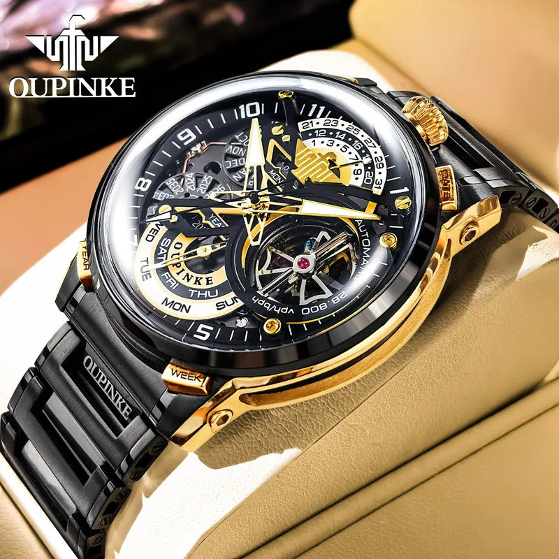 Oupinke Automatic Mechanical Watch, Italian Designer Collaboration, Openwork High-End Business Men's Watch